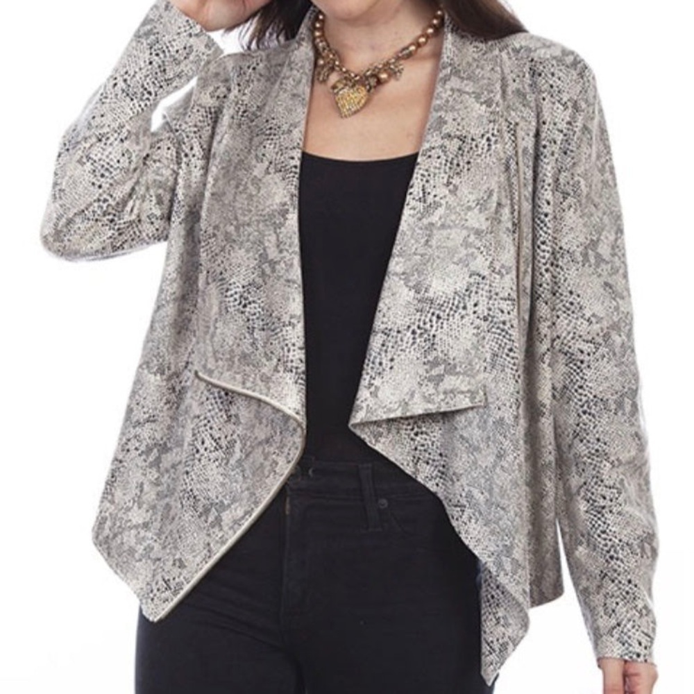 SCULLY Snakeskin Drape Cross Over Jacket Women’s Medium | Zip Front